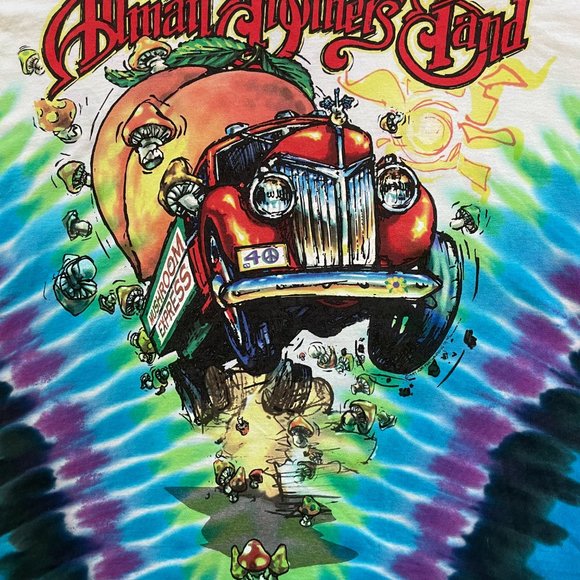 Vintage Allman Brothers Band 90s Liquid Blue Single Stitch Tie Dye Shirt XL - Picture 6 of 13